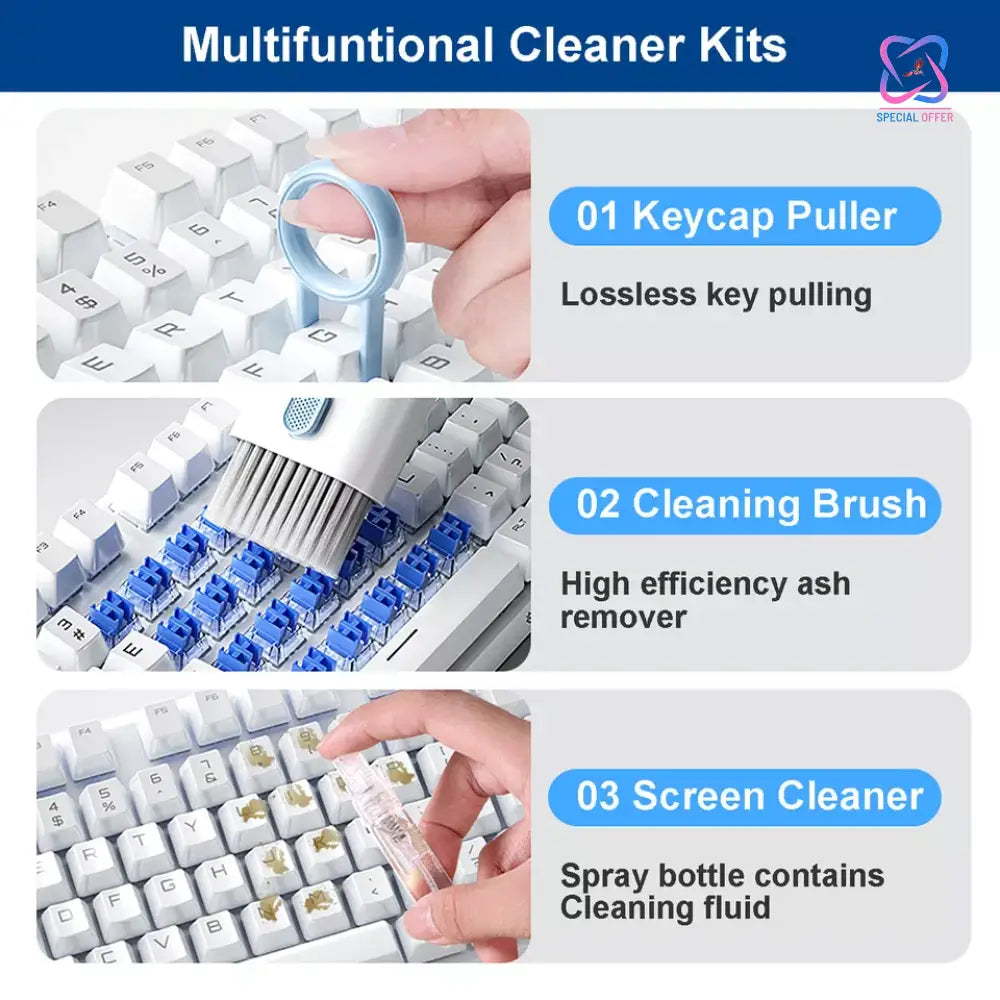 7 in 1 Computer Keyboard Cleaner Brush Kit Earphone Cleaning